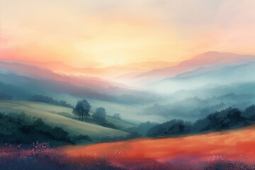 Pastel Colors, a dreamy landscape using soft pastel tones