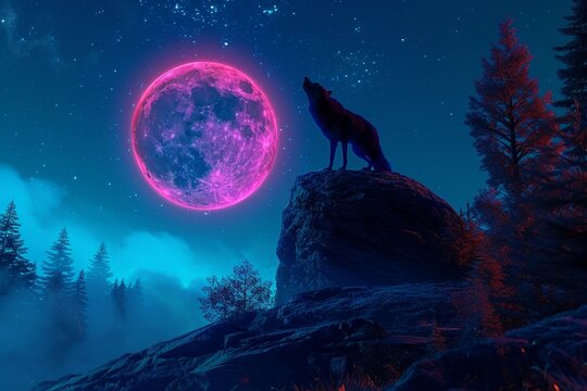 wolf howling at the moon