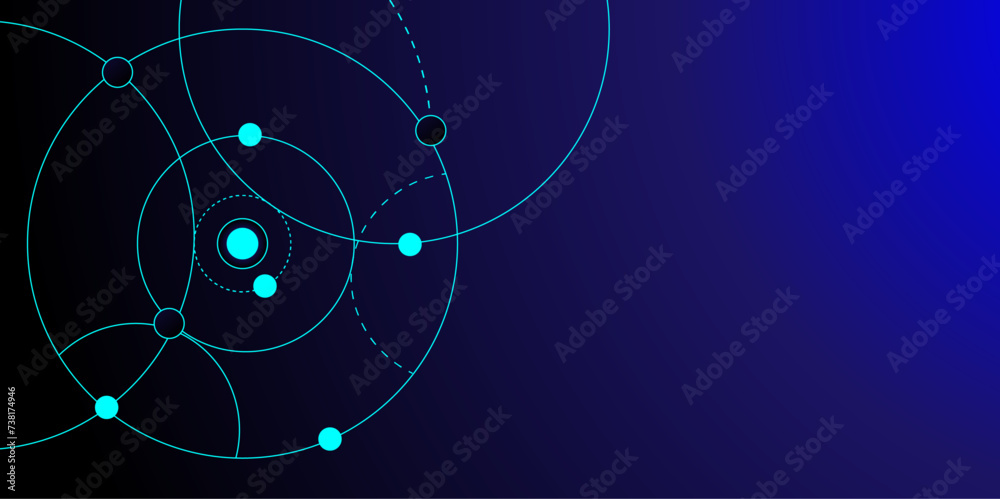 Poster Geometric Circuit connect lines and dots, Network technology and Connection social network concept background.