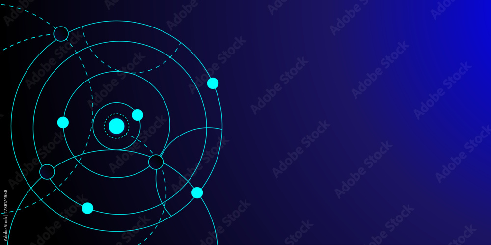 Aufkleber Geometric Circuit connect lines and dots, Network technology and Connection social network concept background.