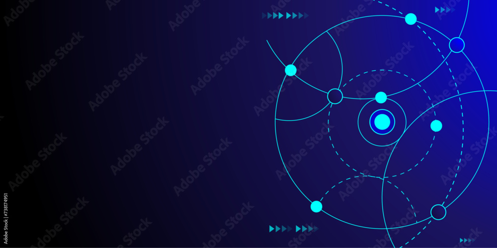 Poster Geometric Circuit connect lines and dots, Network technology and Connection social network concept background.