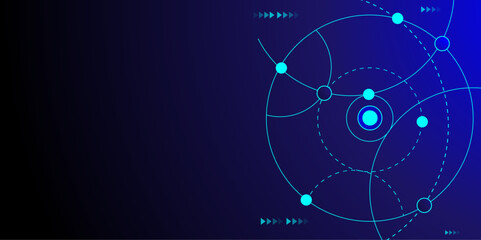 Geometric Circuit connect lines and dots, Network technology and Connection social network concept background.