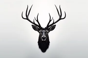 Foto op Plexiglas a black deer head with antlers © Vasile