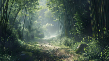 Serene forest path painting with vibrant colors and natural scenery,,
Deep Forest Fantasy Backdrop Concept Art Realistic Illustration Background with Pro Photo

