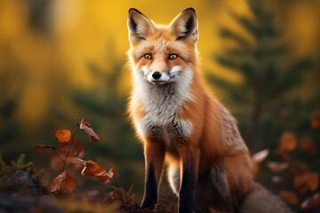 Fototapeta premium Closeup of a red fox in the jungle