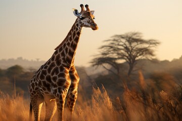 Obraz premium giraffe at sunset