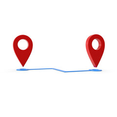 Fototapeta premium 3D Rendering Realistic PNG Location map pin GPS pointer markers GPS location symbol, maps and navigation apps, red geolocation markers, placemark icons, cartography, and traveler interest symbols