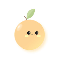 Cute kawaii orange fruit with emoji face vector 