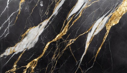 Textured of the black marble background. Gold and white patterned natural of dark gray marble texture