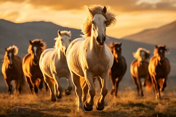 Obraz premium A group of horses running