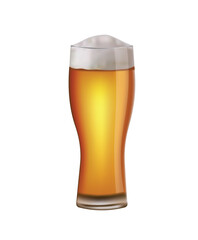 Beer glass with foam, vector