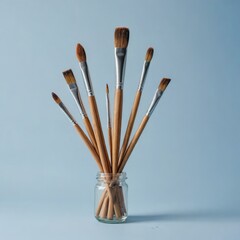 make up brushes on blue