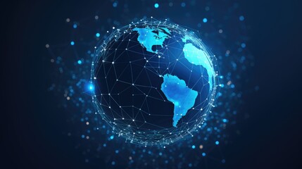 Fototapeta premium Illustration of a digital globe with glowing network connections, symbolizing global communication and data exchange.