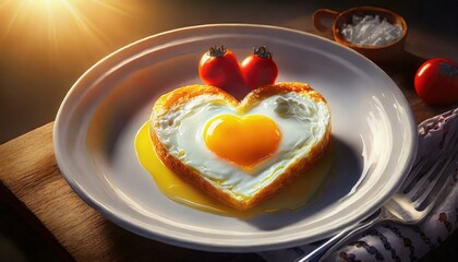 Heart-Shaped Eggs. Valentines day concept.	
