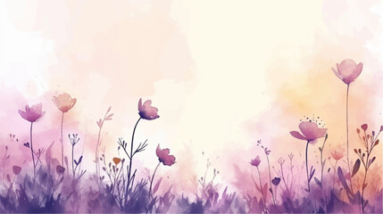 Watercolor floral background. Hand painted watercolor flowers. Hand drawn vector art.	