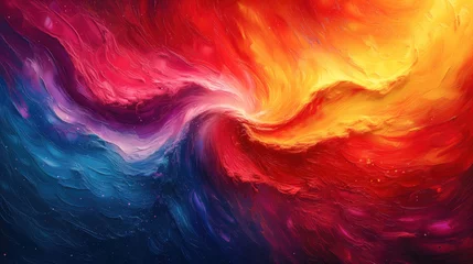 Papier Peint photo Mélange de couleurs Cosmic Fusion of Fiery Colors Abstract Art