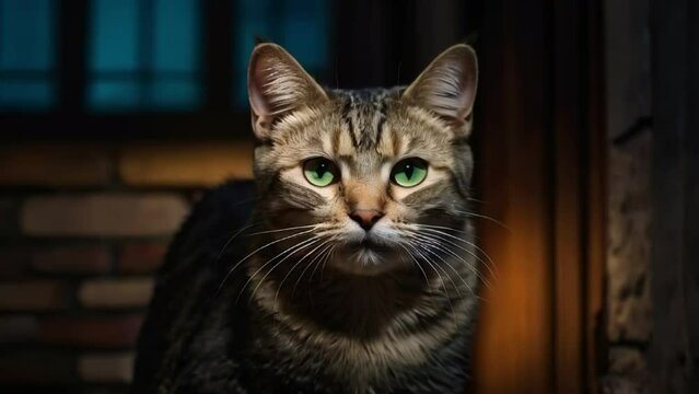Portrait of a cat face zoom out slow motion video