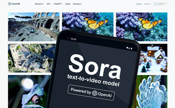OpenAI Sora - generative artificial intelligence text-to-video model - 16.02.2024 Warsaw, Poland