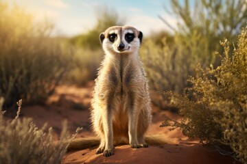 Obraz premium A cute meerkat in wildlife safari