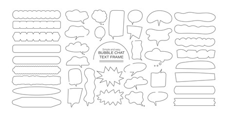 set of hand drawn bubbles, bubble chat, text frame, speak bubble line, monochrome, flat - obrazy, fototapety, plakaty