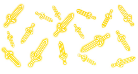 Pixel art yellow glowing sword circle pattern