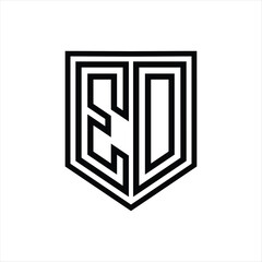 ED Letter Logo monogram shield geometric line inside shield isolated style design
