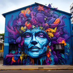 Vibrant street art on a city wall.