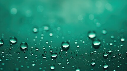 The background of raindrops is in Emerald color.