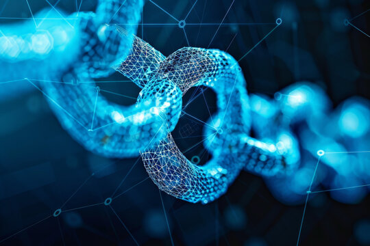 A computer generated image of a chain with a blue background