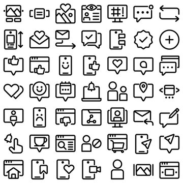 Vector of Social Media Interaction Icon Set. Perfect for user interface, new application

