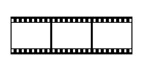 Film strip, retro cinema movie and photo analog filmstrip frames from recording camera