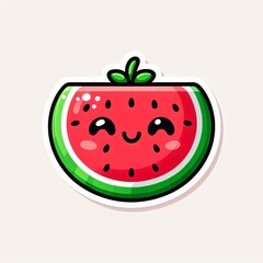 illustrated of slice watermelon cartoon sticker on white background