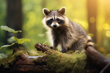 Naklejka premium raccoon in the woods