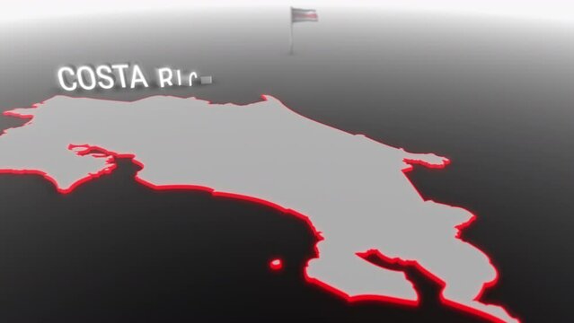 3d animated map of Costa Rica gets hit and fractured by the text “Climate Crisis”