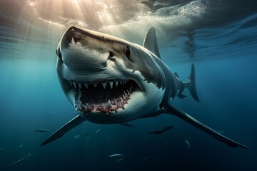 Closeup of the jaws of a deadly shark