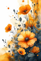 Watercolor spring flowers background vintage colors
