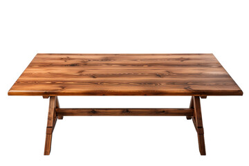 Wooden Table. A wooden table is placed on top of a clean Transparent background.