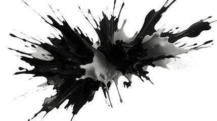 Abstract black in splash, paint, brush strokes, stain grunge isolated on white background, graphic source