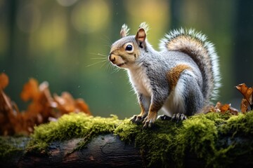 Fototapeta premium Closeup of a squirrel sitting in a garden