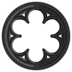 Gothic rosette/rose window stylized drawing. Architectural stone frame; european medieval cathedral/church tracery/engraving illustration	
