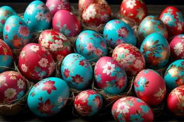 Fototapeta na wymiar Colorful collection of easter eggs collection. 