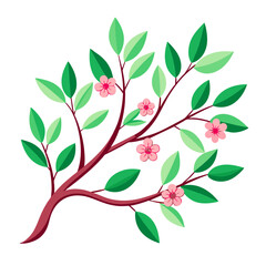 Branch with flower, vector design isolated