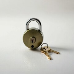 padlock and key on a white background