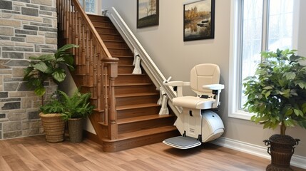 A glowing review from a satisfied retiree highlighting the improved quality of life and peace of mind that comes with having a stair lift in their home. - obrazy, fototapety, plakaty