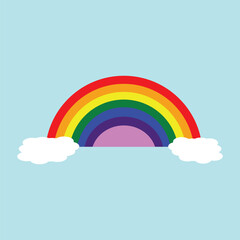 Fototapeta premium Color Rainbow With Clouds, With Gradient Mesh, Vector Illustration