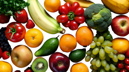 fresh fruits and vegetables for commercial and non commercial use on white background