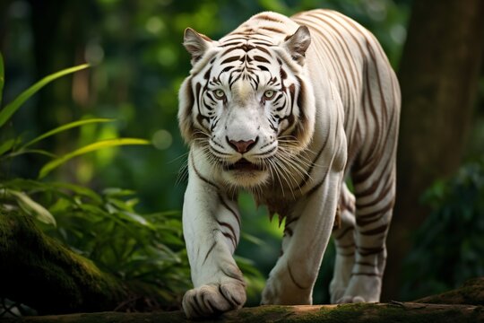 Wildlife photography of a white bengal tiger