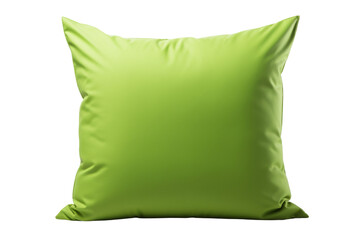 Lime Green Pillow. A lime green pillow sits atop a plain Transparent background.