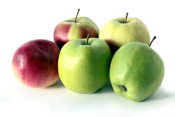 various colorful ripe apples close up