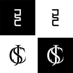 jsc typography letter monogram logo design set